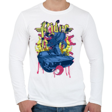 PRINTFASHION rider autó - Férfi hosszú ujjú póló - Fehér