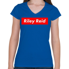 PRINTFASHION riley reid - Női V-nyakú póló - Királykék