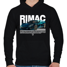 PRINTFASHION Rimac Nevera - Férfi kapucnis pulóver - Fekete férfi pulóver, kardigán