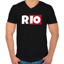 PRINTFASHION RIO - Férfi V-nyakú póló - Fekete férfi póló