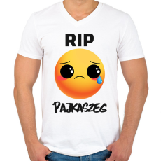 PRINTFASHION RIP Pajkaszeg - Férfi V-nyakú póló - Fehér