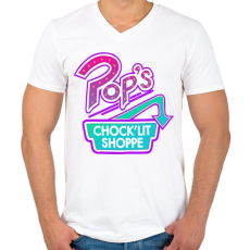 PRINTFASHION Riverdale Pop's Chock'Lit Shoppe Synthwave - Férfi V-nyakú póló - Fehér