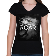 PRINTFASHION Roar - Női V-nyakú póló - Fekete