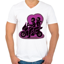 PRINTFASHION robiketten - Férfi V-nyakú póló - Fehér férfi póló