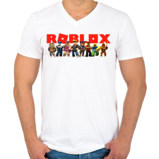 PRINTFASHION Roblox - Férfi V-nyakú póló - Fehér férfi póló