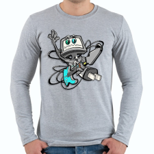 PRINTFASHION Robot Rock - Férfi hosszú ujjú póló - Sport szürke férfi póló