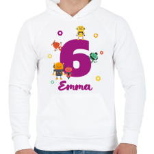 PRINTFASHION Robotos születésnap - Névvel - Férfi kapucnis pulóver - Fehér férfi pulóver, kardigán