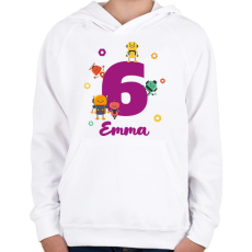 PRINTFASHION Robotos születésnap - Névvel - Gyerek kapucnis pulóver - Fehér