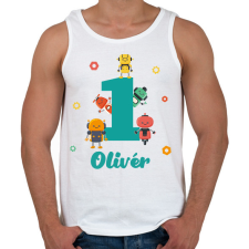 PRINTFASHION Robotos szülinap - Névvel - Férfi atléta - Fehér atléta, trikó