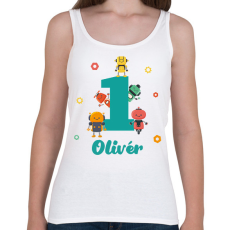 PRINTFASHION Robotos szülinap - Névvel - Női atléta - Fehér