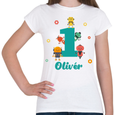 PRINTFASHION Robotos szülinap - Névvel - Női póló - Fehér