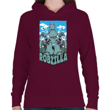 PRINTFASHION Robzilla - Női kapucnis pulóver - Bordó női pulóver, kardigán