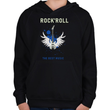PRINTFASHION rock and roll3 - Gyerek kapucnis pulóver - Fekete gyerek pulóver, kardigán
