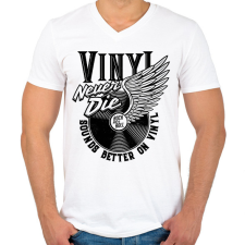 PRINTFASHION Rock and roll - Férfi V-nyakú póló - Fehér férfi póló