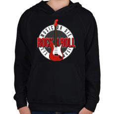 PRINTFASHION Rock and roll - Gyerek kapucnis pulóver - Fekete
