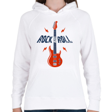 PRINTFASHION Rock and roll - Női kapucnis pulóver - Fehér női pulóver, kardigán