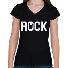 PRINTFASHION Rock and roll - Női V-nyakú póló - Fekete