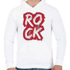 PRINTFASHION ROCK felirat - Férfi kapucnis pulóver - Fehér férfi pulóver, kardigán