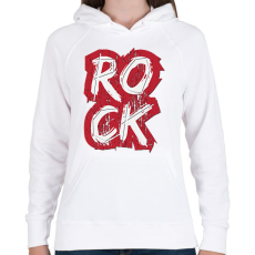 PRINTFASHION ROCK felirat - Női kapucnis pulóver - Fehér