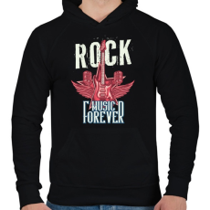 PRINTFASHION Rock mindörökké - Férfi kapucnis pulóver - Fekete