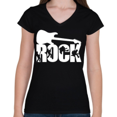 PRINTFASHION Rock Music - Női V-nyakú póló - Fekete