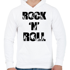 PRINTFASHION Rock n Roll - Férfi kapucnis pulóver - Fehér férfi pulóver, kardigán