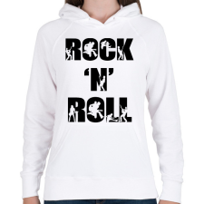 PRINTFASHION Rock n Roll - Női kapucnis pulóver - Fehér női pulóver, kardigán
