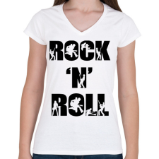 PRINTFASHION Rock n Roll - Női V-nyakú póló - Fehér női póló