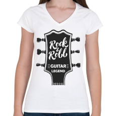 PRINTFASHION Rock & Roll - Guitar legend - Női V-nyakú póló - Fehér