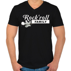 PRINTFASHION ROCK'ROLLE FAMILY - Férfi V-nyakú póló - Fekete