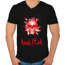 PRINTFASHION rock star red - Férfi V-nyakú póló - Fekete férfi póló