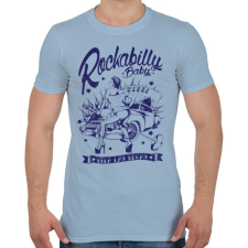 PRINTFASHION Rockabilly baby - Férfi póló - Világoskék férfi póló