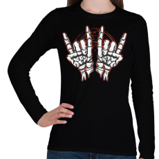 PRINTFASHION Rocker csontváz kezek - Női hosszú ujjú póló - Fekete
