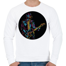 PRINTFASHION Rocker gitáros - Színes - Férfi pulóver - Fehér férfi pulóver, kardigán