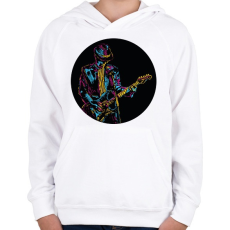 PRINTFASHION Rocker gitáros - Színes - Gyerek kapucnis pulóver - Fehér