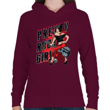 PRINTFASHION Rocker lány  - Női kapucnis pulóver - Bordó női pulóver, kardigán