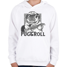 PRINTFASHION Rocker mopsz - Gyerek kapucnis pulóver - Fehér