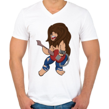 PRINTFASHION Rocker Oroszlán - Férfi V-nyakú póló - Fehér férfi póló