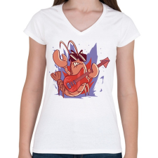 PRINTFASHION Rocker rák - Női V-nyakú póló - Fehér női póló