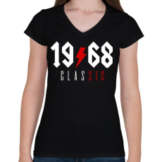 PRINTFASHION Rocker születésnap 1968 - Női V-nyakú póló - Fekete