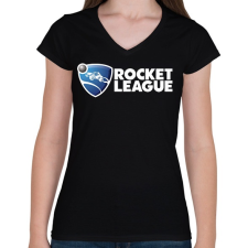 PRINTFASHION rocket league - Női V-nyakú póló - Fekete női póló