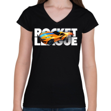 PRINTFASHION Rocket League - Női V-nyakú póló - Fekete női póló