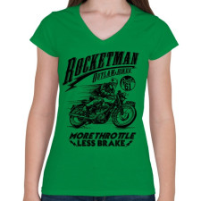 PRINTFASHION Rocketman - Női V-nyakú póló - Zöld női póló