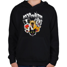 PRINTFASHION Rockmeowraton - Gyerek kapucnis pulóver - Fekete gyerek pulóver, kardigán