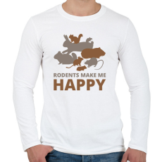 PRINTFASHION Rodents make me happy - Férfi hosszú ujjú póló - Fehér