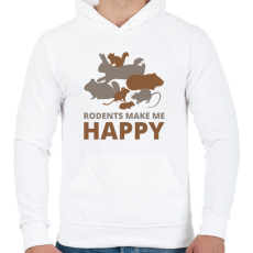 PRINTFASHION Rodents make me happy - Férfi kapucnis pulóver - Fehér