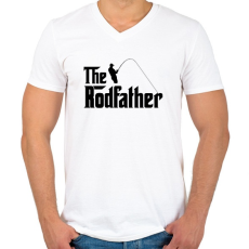 PRINTFASHION Rodfather  - Férfi V-nyakú póló - Fehér