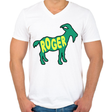 PRINTFASHION Roger Federer GOAT - Férfi V-nyakú póló - Fehér férfi póló