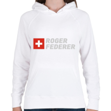 PRINTFASHION Roger Federer - Női kapucnis pulóver - Fehér női pulóver, kardigán