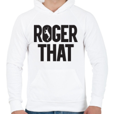 PRINTFASHION Roger That? - Férfi kapucnis pulóver - Fehér férfi pulóver, kardigán